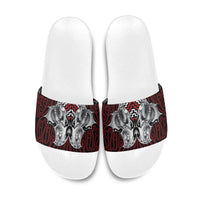 Aotearoa Kowhaiwhai Poutama Red Motif Slide Sandals LT9 Red - Polynesian Pride
