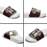 Aotearoa Kowhaiwhai Poutama Red Motif Slide Sandals LT9 - Polynesian Pride