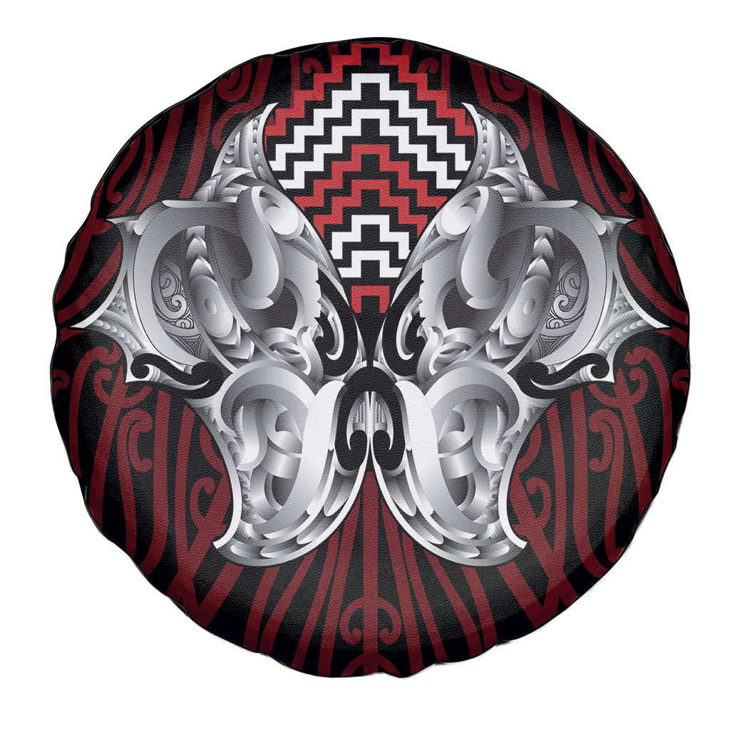 Aotearoa Kowhaiwhai Poutama Red Motif Spare Tire Cover LT9 - Polynesian Pride