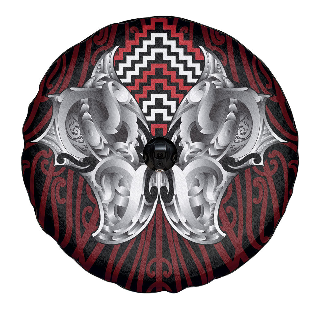 Aotearoa Kowhaiwhai Poutama Red Motif Spare Tire Cover LT9 - Polynesian Pride