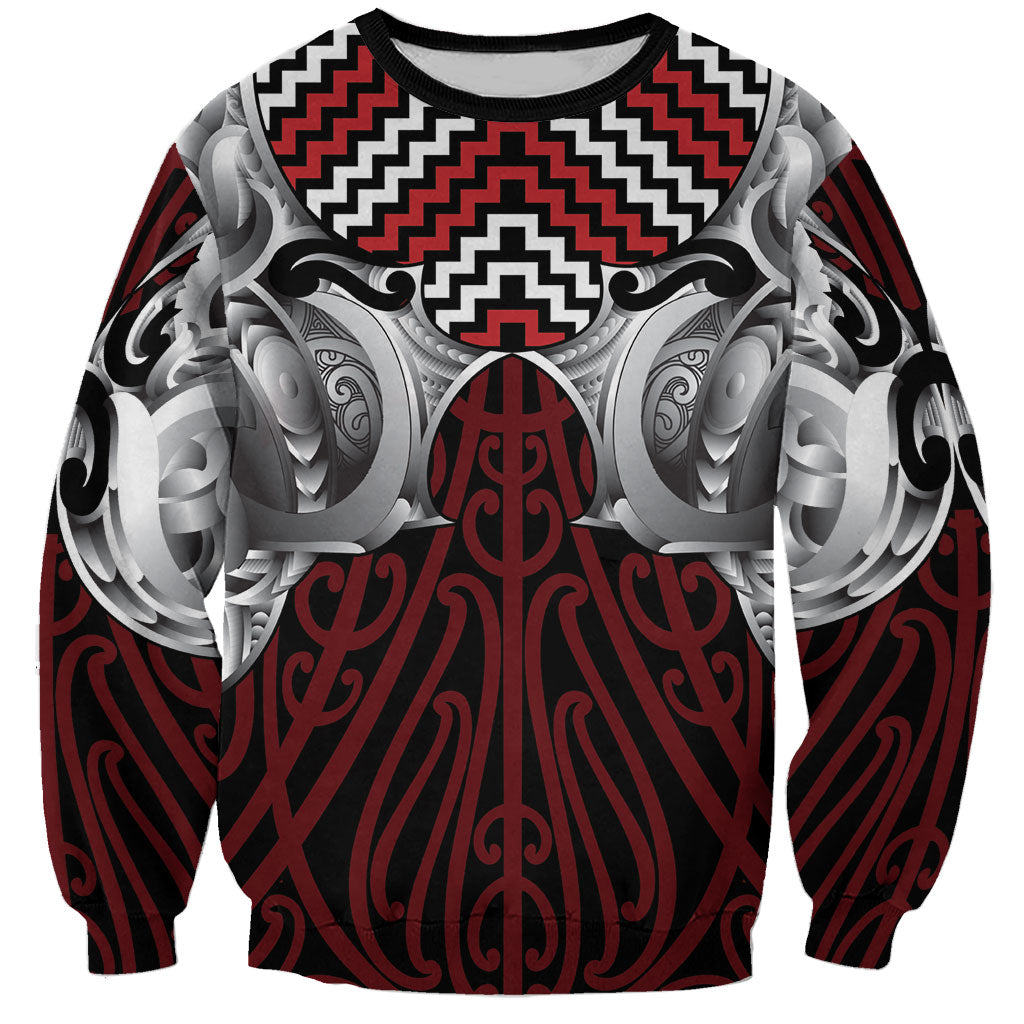 Aotearoa Kowhaiwhai Poutama Red Motif Sweatshirt