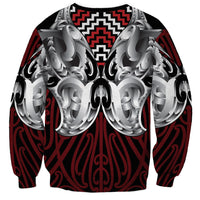 Aotearoa Kowhaiwhai Poutama Red Motif Sweatshirt LT9 - Polynesian Pride