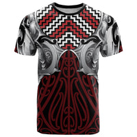 Aotearoa Kowhaiwhai Poutama Red Motif T Shirt LT9 Red - Polynesian Pride