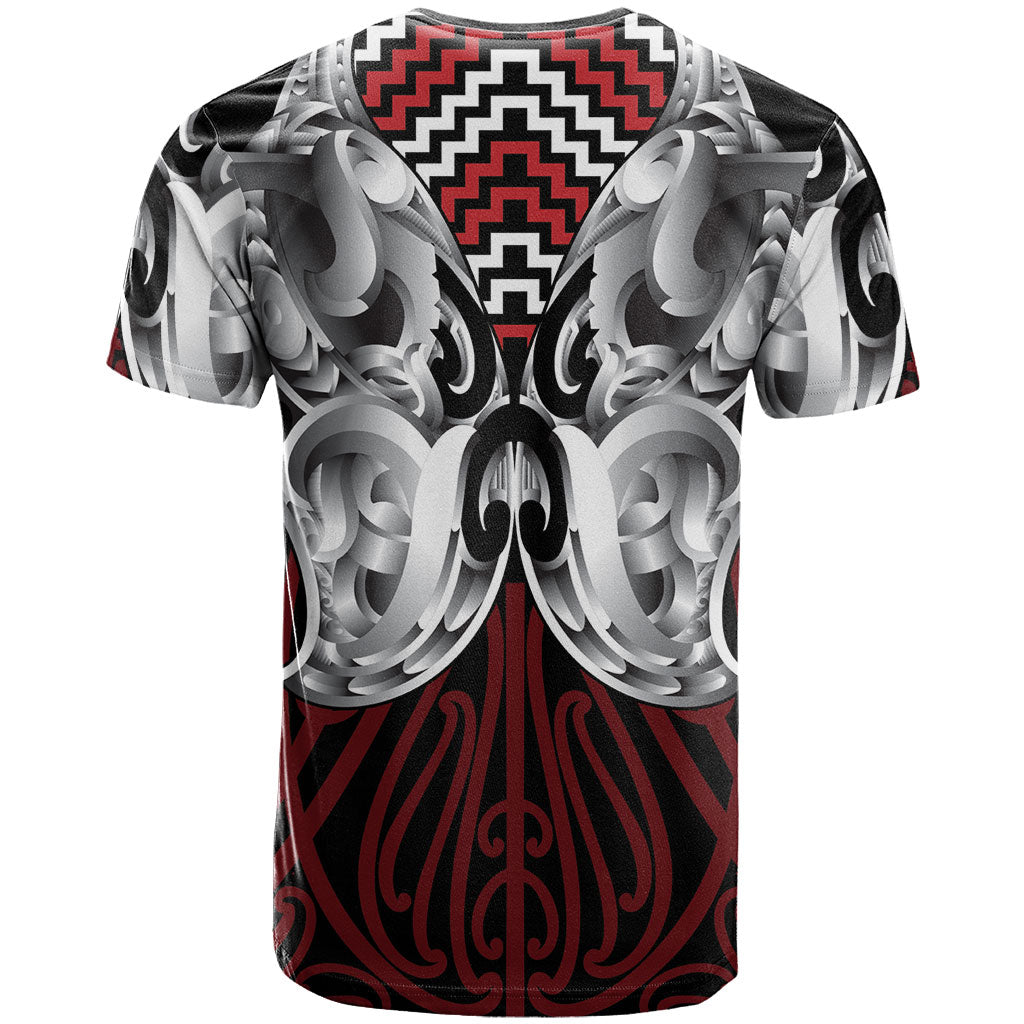 Aotearoa Kowhaiwhai Poutama Red Motif T Shirt LT9 - Polynesian Pride