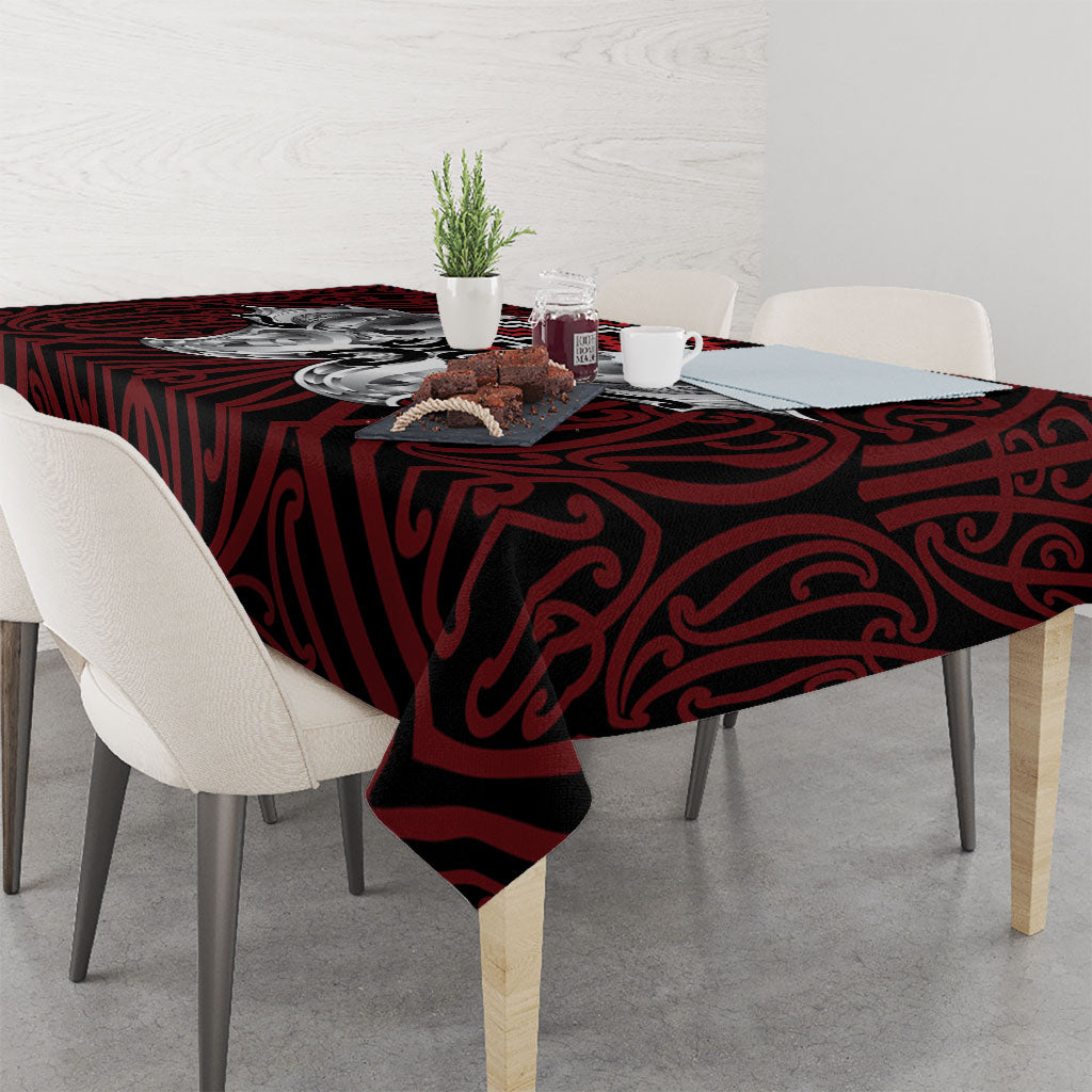 Aotearoa Kowhaiwhai Poutama Red Motif Tablecloth LT9 - Polynesian Pride