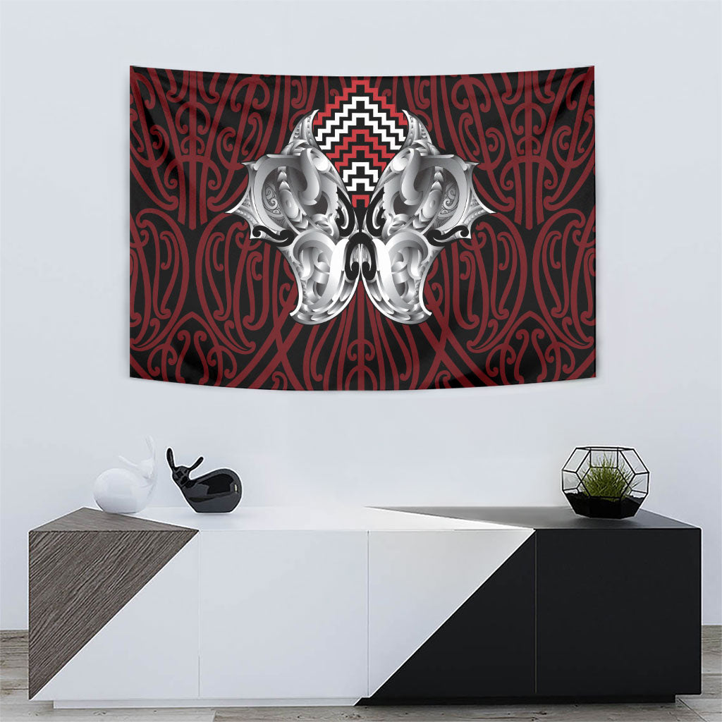 Aotearoa Kowhaiwhai Poutama Red Motif Tapestry LT9 - Polynesian Pride