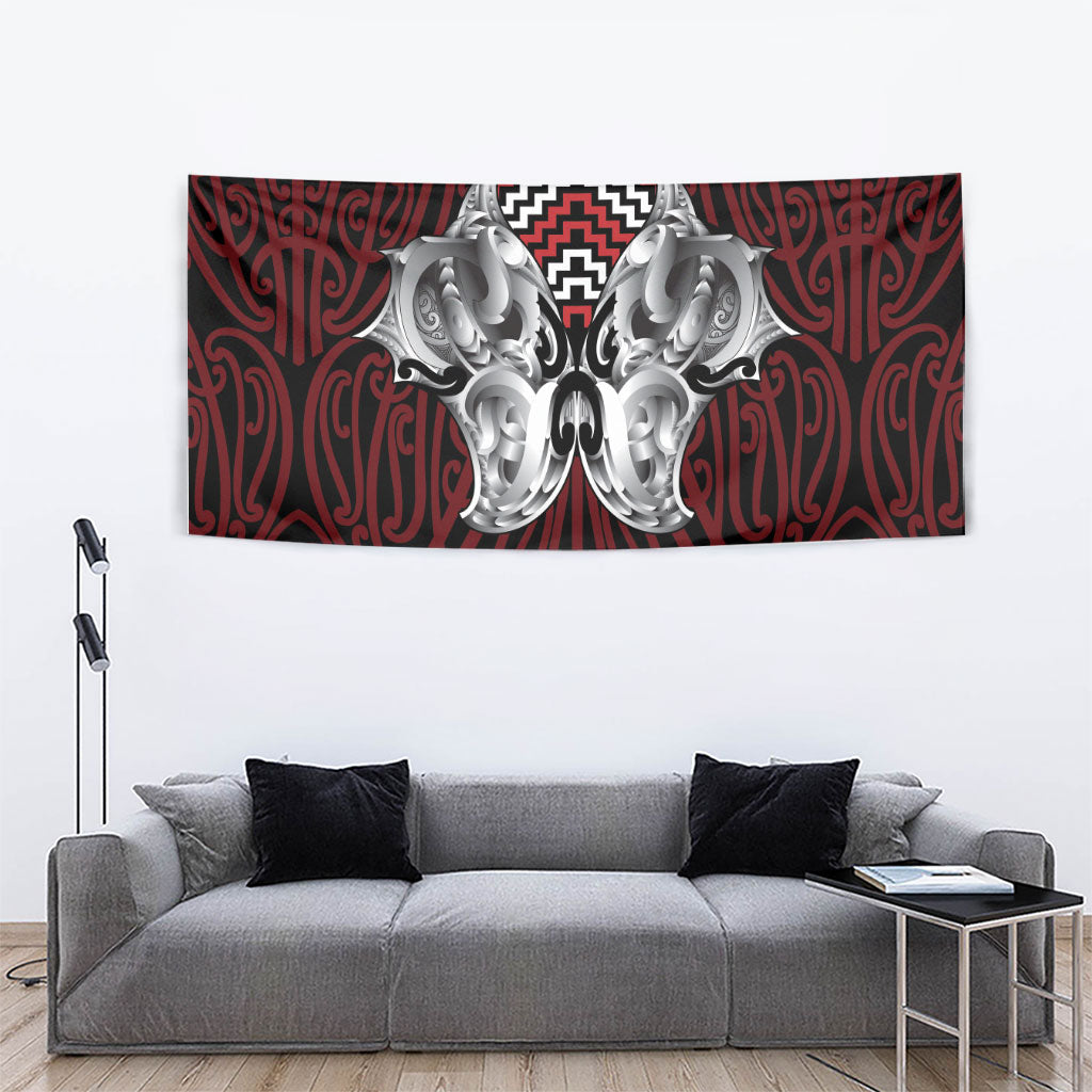 Aotearoa Kowhaiwhai Poutama Red Motif Tapestry LT9 - Polynesian Pride