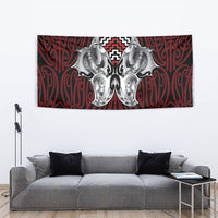 Aotearoa Kowhaiwhai Poutama Red Motif Tapestry LT9 - Polynesian Pride