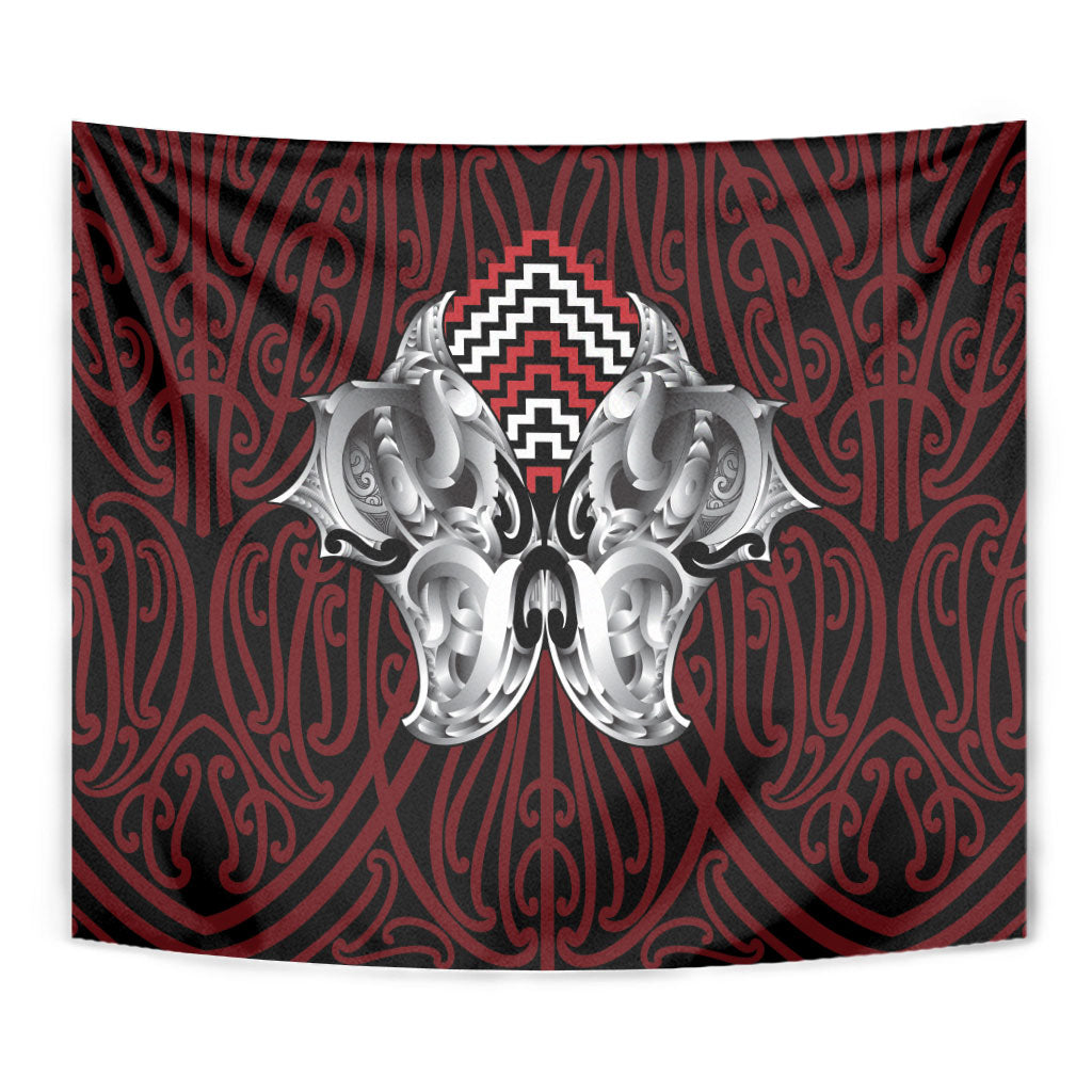 Aotearoa Kowhaiwhai Poutama Red Motif Tapestry LT9 - Polynesian Pride
