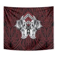 Aotearoa Kowhaiwhai Poutama Red Motif Tapestry LT9 - Polynesian Pride