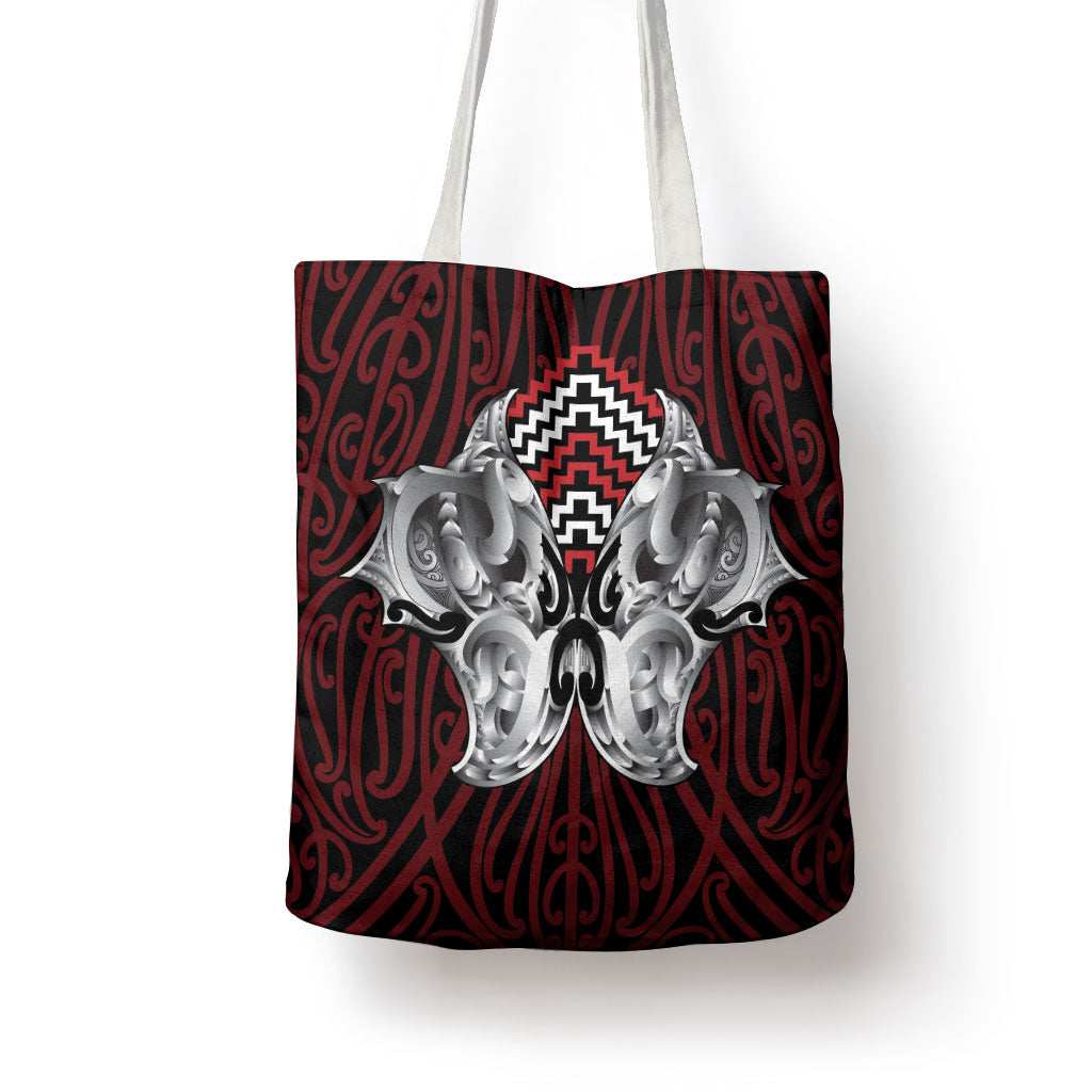 Aotearoa Kowhaiwhai Poutama Red Motif Tote Bag LT9 - Polynesian Pride