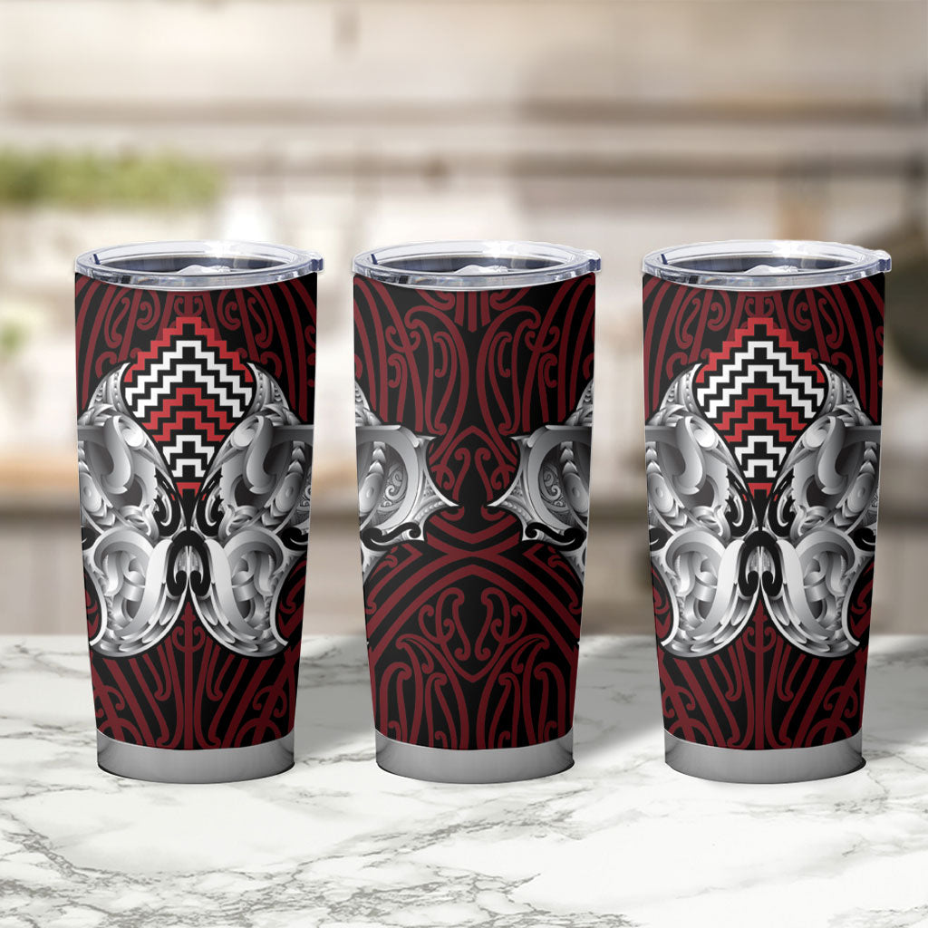 Aotearoa Kowhaiwhai Poutama Red Motif Tumbler Cup LT9 - Polynesian Pride