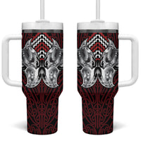 Aotearoa Kowhaiwhai Poutama Red Motif Tumbler With Handle LT9 One Size: 40 oz Red - Polynesian Pride
