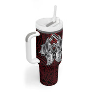 Aotearoa Kowhaiwhai Poutama Red Motif Tumbler With Handle LT9 - Polynesian Pride