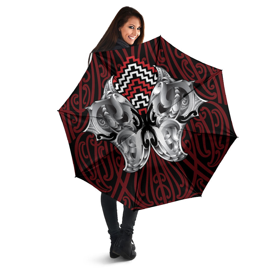 Aotearoa Kowhaiwhai Poutama Red Motif Umbrella LT9 - Polynesian Pride