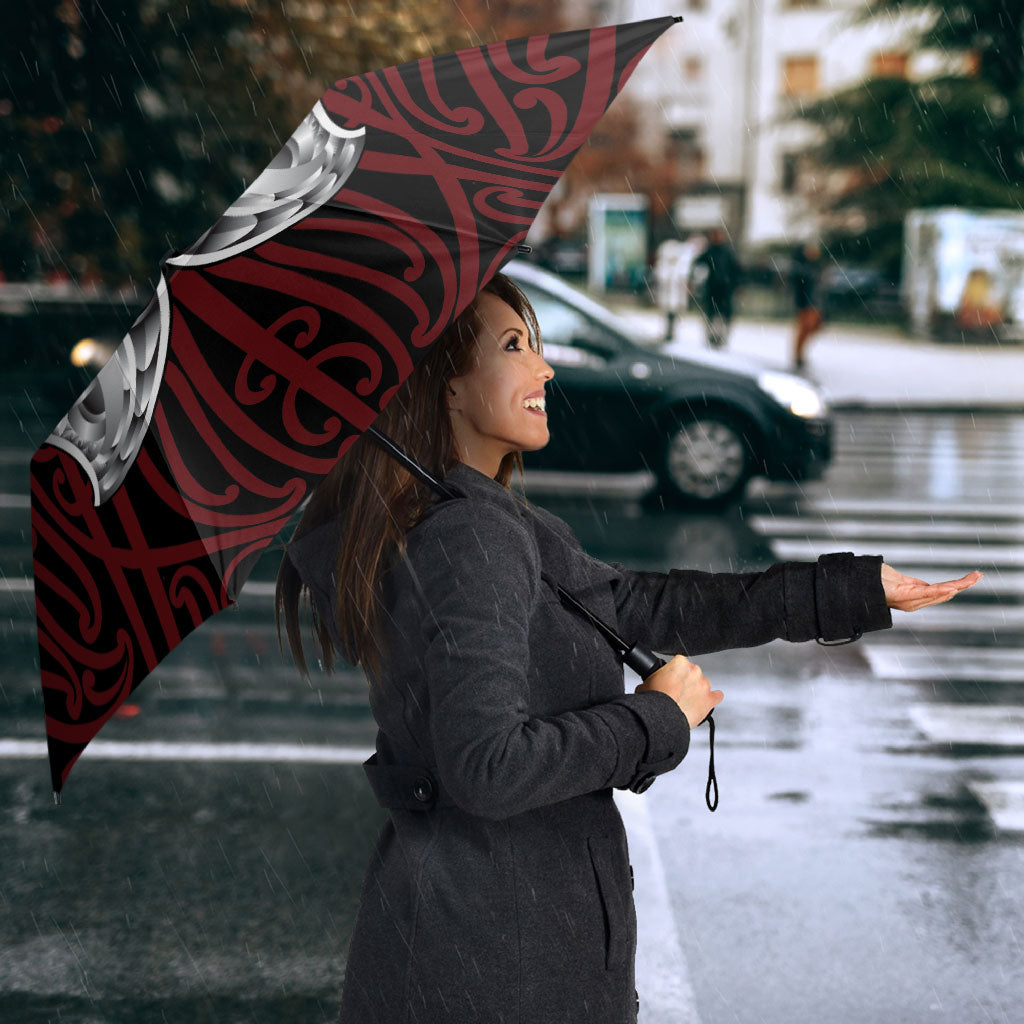 Aotearoa Kowhaiwhai Poutama Red Motif Umbrella LT9 - Polynesian Pride