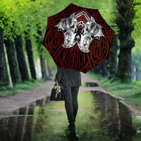 Aotearoa Kowhaiwhai Poutama Red Motif Umbrella LT9 - Polynesian Pride