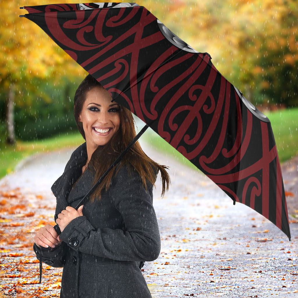 Aotearoa Kowhaiwhai Poutama Red Motif Umbrella LT9 - Polynesian Pride