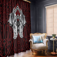 Aotearoa Kowhaiwhai Poutama Red Motif Window Curtain LT9 - Polynesian Pride