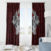Aotearoa Kowhaiwhai Poutama Red Motif Window Curtain LT9 - Polynesian Pride