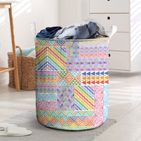 Aotearoa Kowhaiwhai Taniko Patchwork Rainbow Motifs Laundry Basket