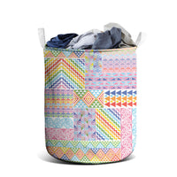 Aotearoa Kowhaiwhai Taniko Patchwork Rainbow Motifs Laundry Basket