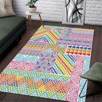 Aotearoa Kowhaiwhai Taniko Patchwork Rainbow Motifs Area Rug LT9 Rainbow - Polynesian Pride