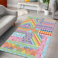Aotearoa Kowhaiwhai Taniko Patchwork Rainbow Motifs Area Rug LT9 - Polynesian Pride