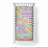 Aotearoa Kowhaiwhai Taniko Patchwork Rainbow Motifs Baby Bed Cover LT9 28 × 52 in Rainbow - Polynesian Pride