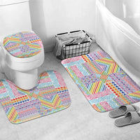Aotearoa Kowhaiwhai Taniko Patchwork Rainbow Motifs Bathroom Set LT9 Mat Set Only (3 pcs) One Size Rainbow - Polynesian Pride