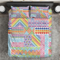 Aotearoa Kowhaiwhai Taniko Patchwork Rainbow Motifs Bedding Set LT9 Rainbow - Polynesian Pride