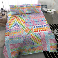 Aotearoa Kowhaiwhai Taniko Patchwork Rainbow Motifs Bedding Set LT9 - Polynesian Pride
