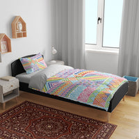 Aotearoa Kowhaiwhai Taniko Patchwork Rainbow Motifs Bedding Set LT9 - Polynesian Pride