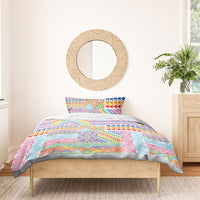 Aotearoa Kowhaiwhai Taniko Patchwork Rainbow Motifs Bedding Set LT9 - Polynesian Pride
