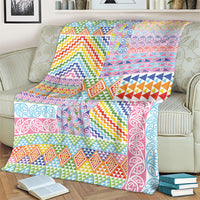 Aotearoa Kowhaiwhai Taniko Patchwork Rainbow Motifs Blanket LT9 - Polynesian Pride