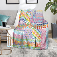 Aotearoa Kowhaiwhai Taniko Patchwork Rainbow Motifs Blanket LT9 - Polynesian Pride