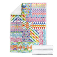 Aotearoa Kowhaiwhai Taniko Patchwork Rainbow Motifs Blanket LT9 - Polynesian Pride