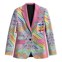 Aotearoa Kowhaiwhai Taniko Patchwork Rainbow Motifs Blazer LT9 Unisex Rainbow - Polynesian Pride