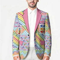 Aotearoa Kowhaiwhai Taniko Patchwork Rainbow Motifs Blazer LT9 - Polynesian Pride