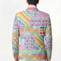 Aotearoa Kowhaiwhai Taniko Patchwork Rainbow Motifs Blazer LT9 - Polynesian Pride