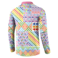 Aotearoa Kowhaiwhai Taniko Patchwork Rainbow Motifs Button Sweatshirt LT9 - Polynesian Pride