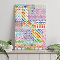 Aotearoa Kowhaiwhai Taniko Patchwork Rainbow Motifs Canvas Wall Art