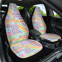 Aotearoa Kowhaiwhai Taniko Patchwork Rainbow Motifs Car Seat Cover LT9 One Size Rainbow - Polynesian Pride