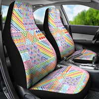 Aotearoa Kowhaiwhai Taniko Patchwork Rainbow Motifs Car Seat Cover LT9 - Polynesian Pride