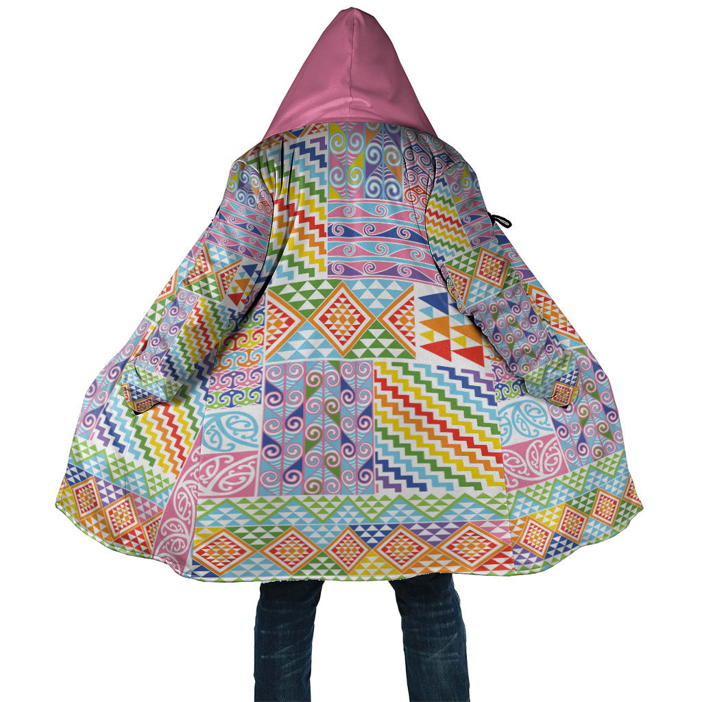Aotearoa Kowhaiwhai Taniko Patchwork Rainbow Motifs Cloak