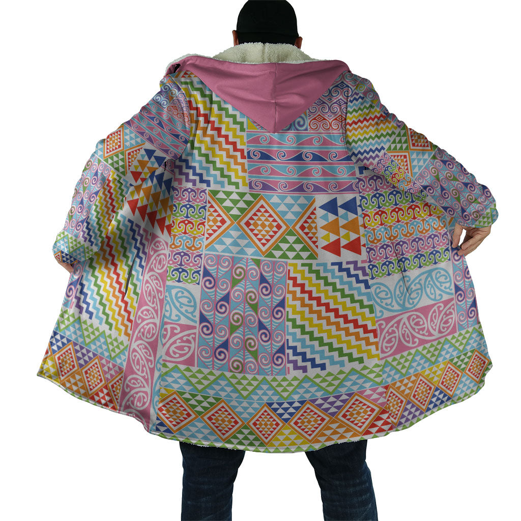 Aotearoa Kowhaiwhai Taniko Patchwork Rainbow Motifs Cloak