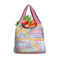 Aotearoa Kowhaiwhai Taniko Patchwork Rainbow Motifs Grocery Bag LT9 1-pack One Size Rainbow - Polynesian Pride