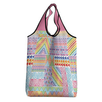 Aotearoa Kowhaiwhai Taniko Patchwork Rainbow Motifs Grocery Bag LT9 - Polynesian Pride