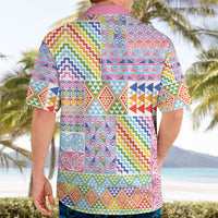 Aotearoa Kowhaiwhai Taniko Patchwork Rainbow Motifs Hawaiian Shirt