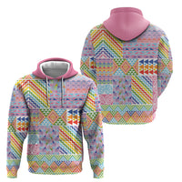 Aotearoa Kowhaiwhai Taniko Patchwork Rainbow Motifs Hoodie LT9 - Polynesian Pride